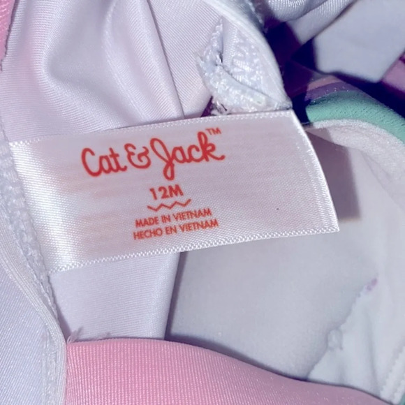 Cat & Jack pink unicorn one piece swimsuit size 12 months - Picture 3 of 6